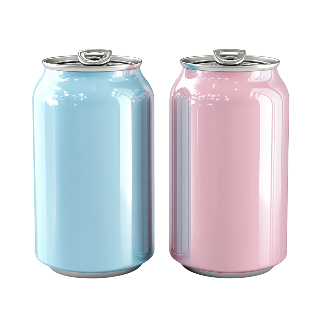 Pastel Blue and Pink Blank Beverage Cans Free PNG
