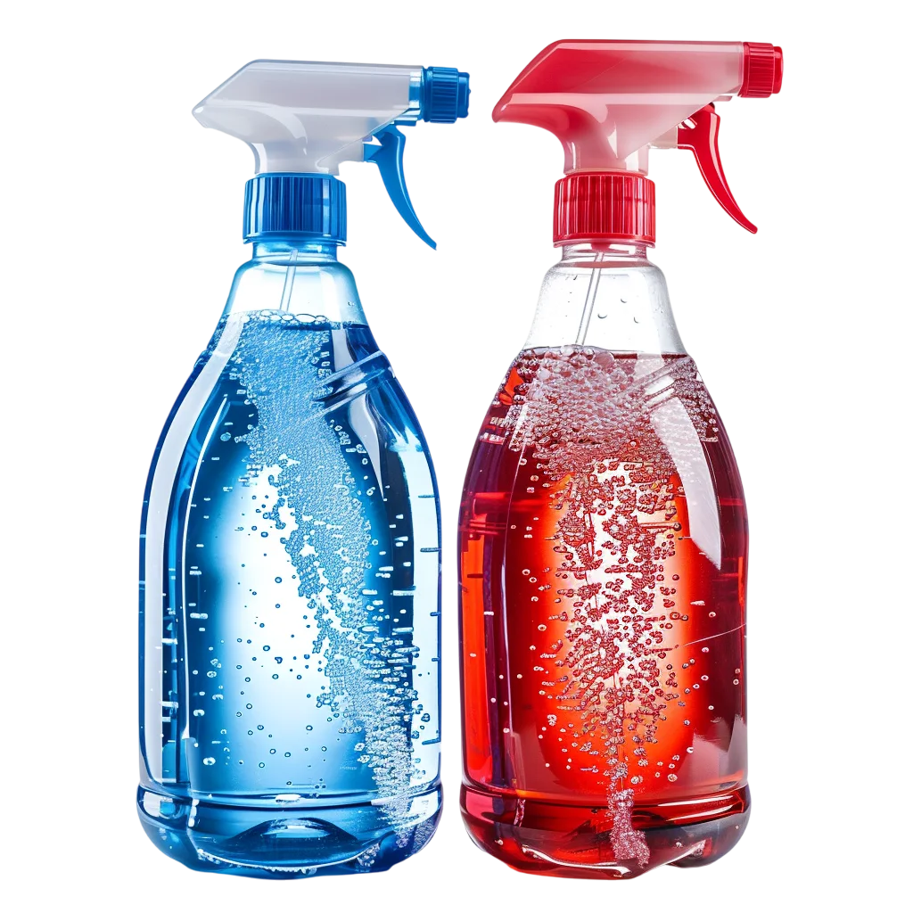 Blue and Red Trigger Spray Bottles Free PNG