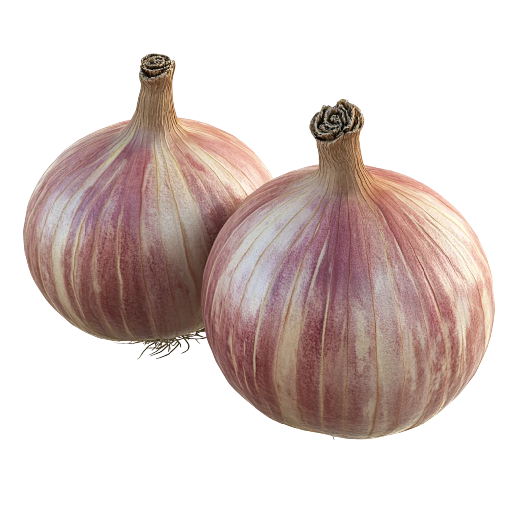 Two Purple-Striped Garlic Bulbs Free PNG