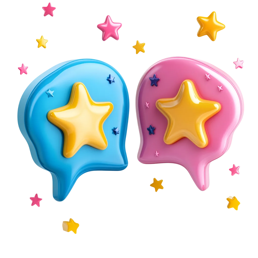 Colorful Star Speech Bubbles Free PNG