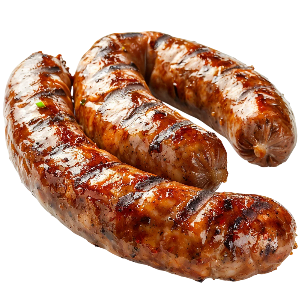 Three Grilled Sausages with Char Marks Free PNG