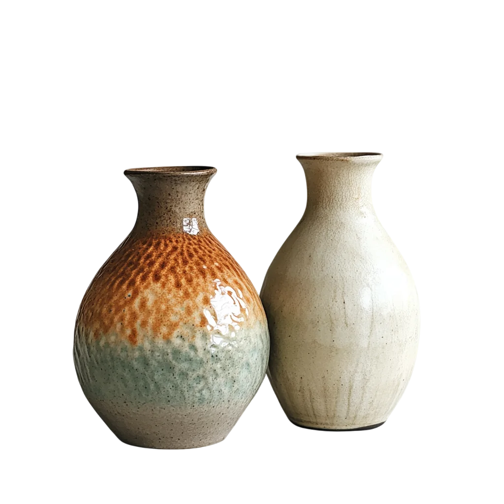 Pair of Rustic Ceramic Vases Free PNG
