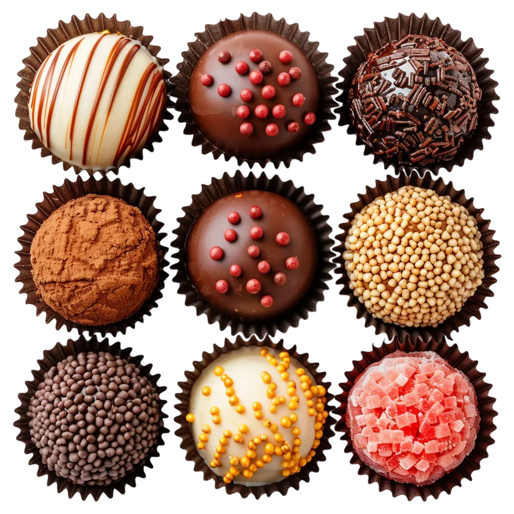Assorted Chocolate Truffles in Paper Cups Free PNG