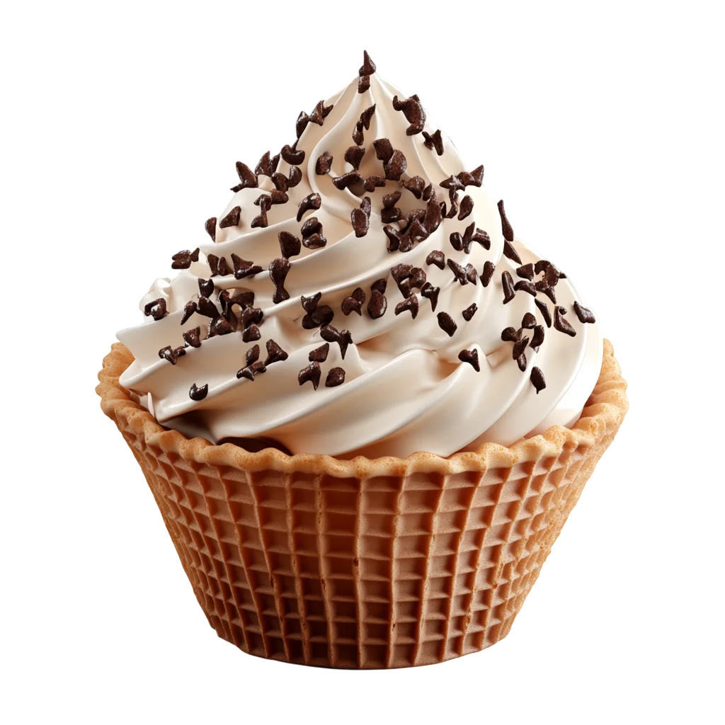 Waffle Cup with Cream and Chocolate Pieces Free PNG