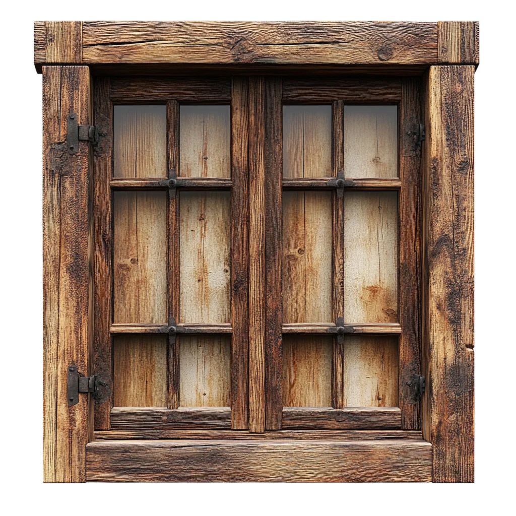 Rustic Weathered Wooden Window Frame | Free PNG