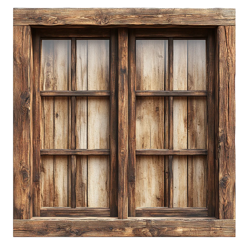 Rustic Weathered Wooden Window Frame Free PNG