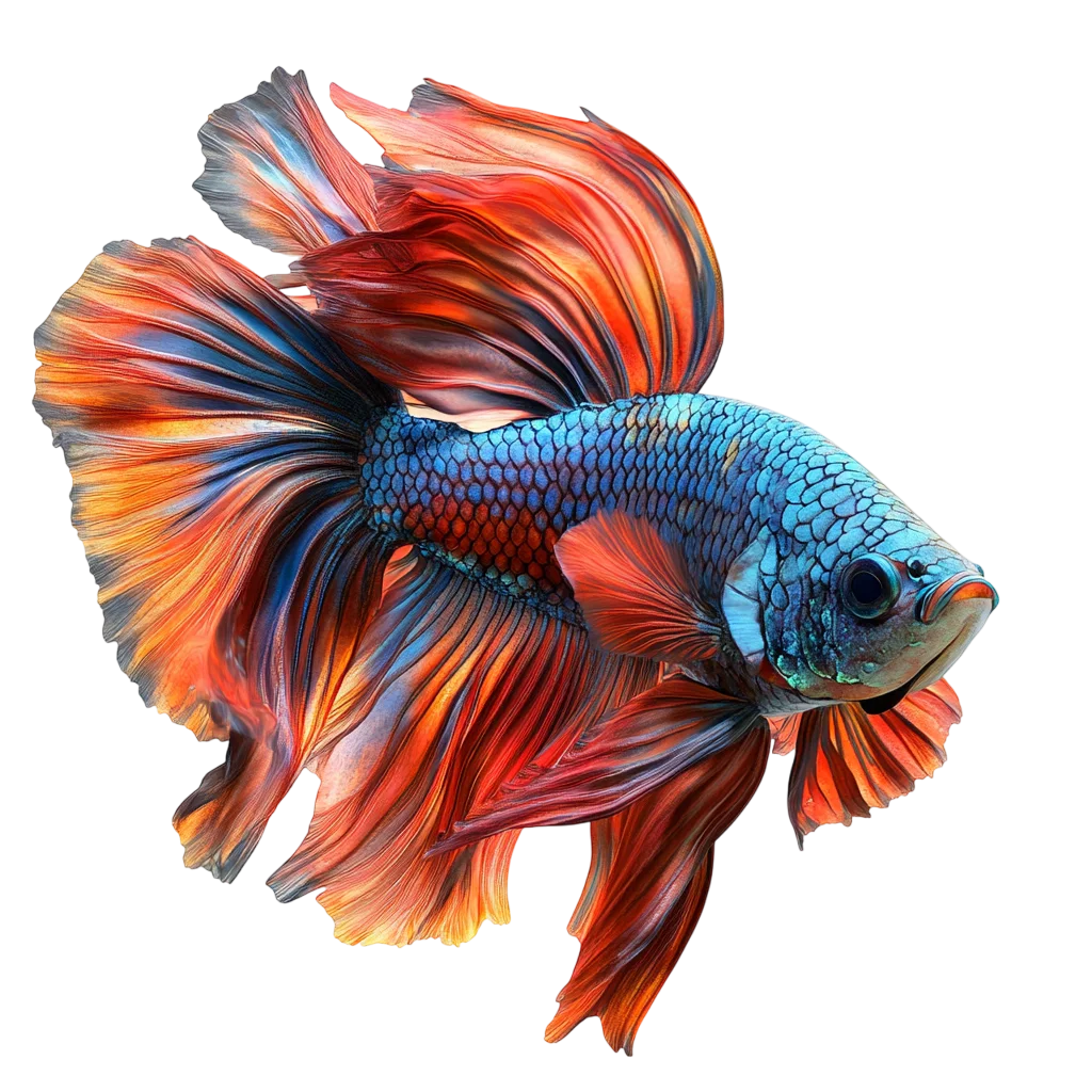Colorful Blue and Orange Betta Fish Free PNG