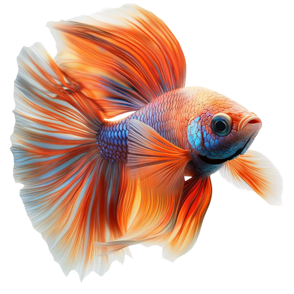 Colorful Betta Fish with Flowing Fins Free PNG