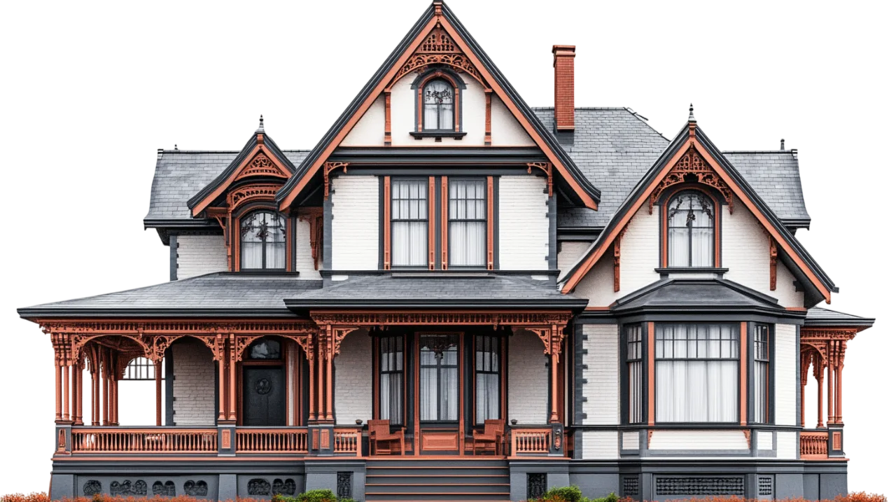 Ornate Victorian House with Gingerbread Trim | Free PNG