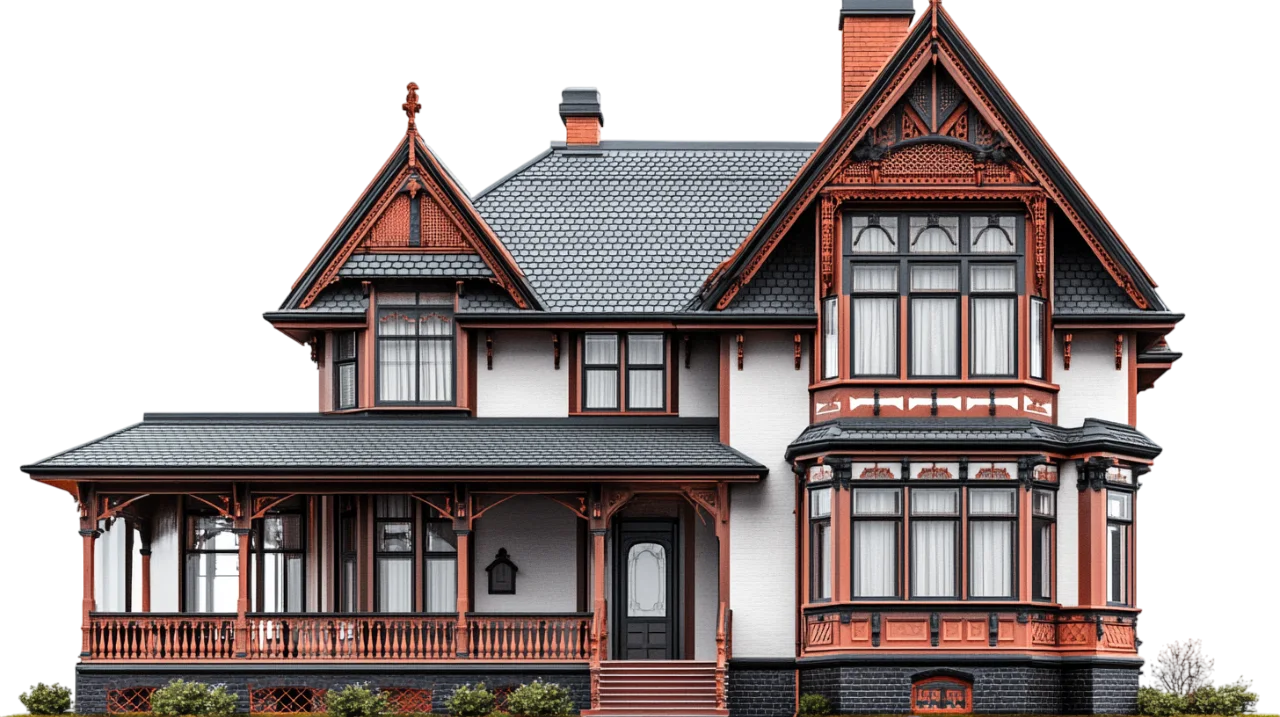 Ornate Victorian House with Steep Gables - Free PNG