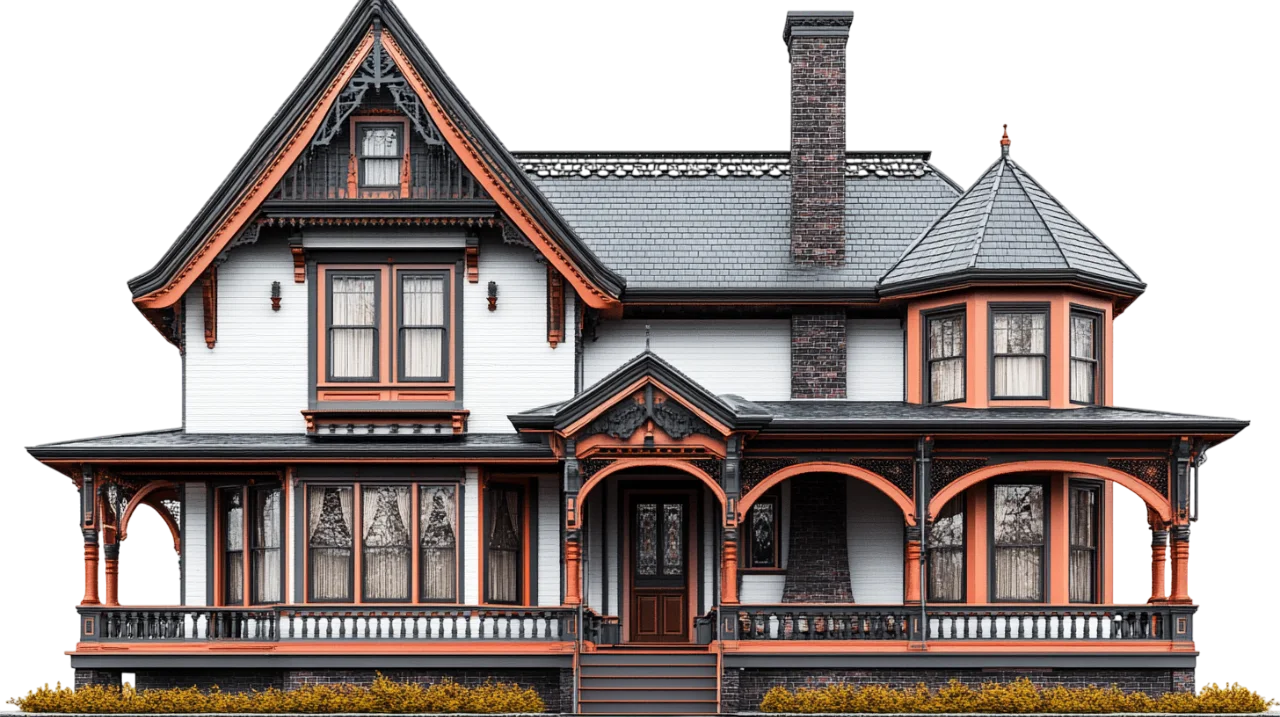 Victorian House with Coral Trim Free PNG