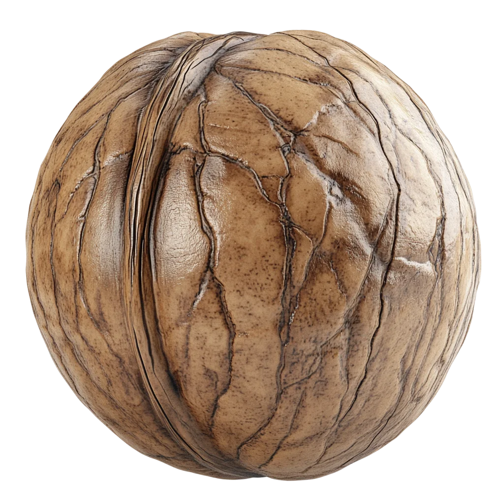 Whole Brown Walnut with Textured Shell | Free PNG