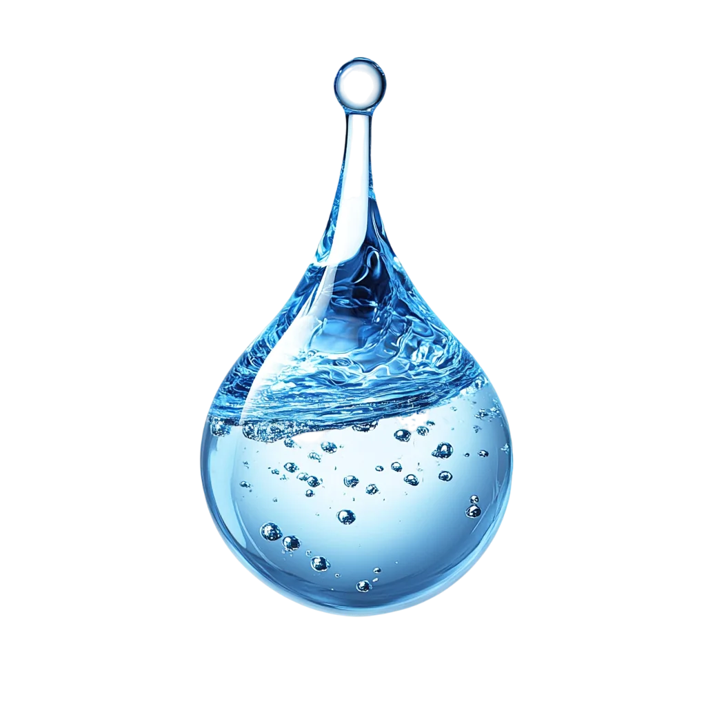 Blue Glass Water Droplet with Bubbles Free PNG