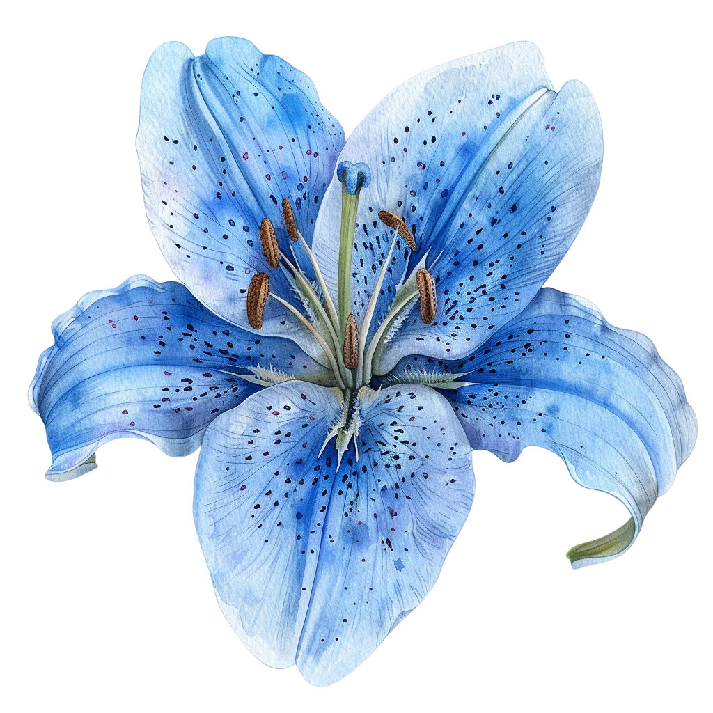 Blue Watercolor Lily Flower Free PNG