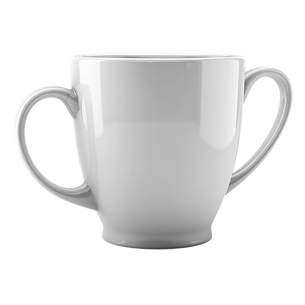 Glossy White Two-Handled Cup Free PNG