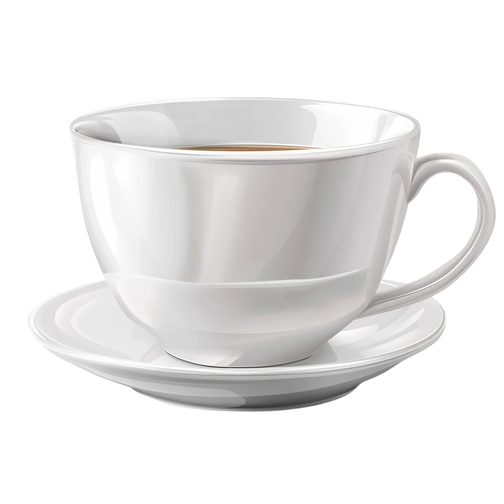 White Porcelain Teacup and Saucer with Free PNG