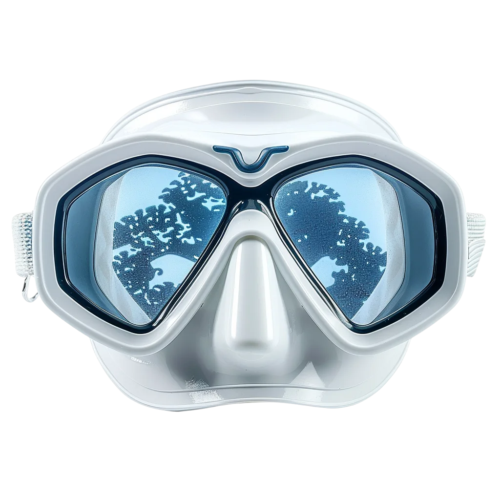 White Snorkeling Mask with Blue Lenses Free PNG