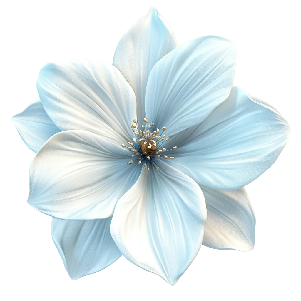 Pale Blue Layered Flower Free PNG