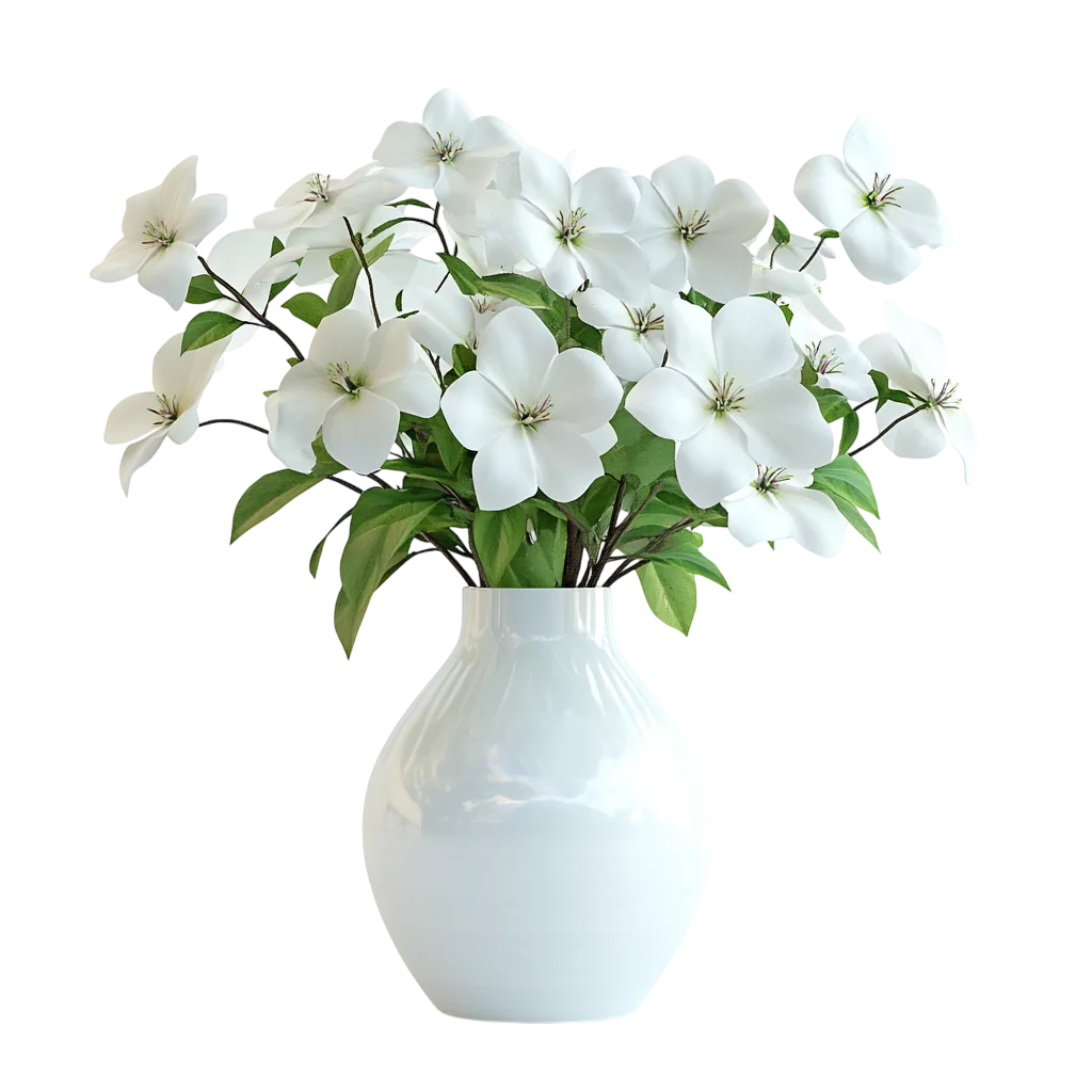 White Flower Bouquet in a Vase Free PNG