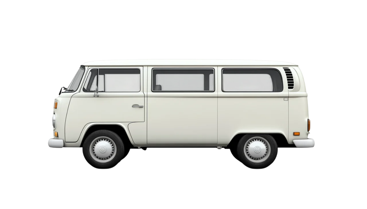 Cream Vintage Passenger Van Side Profile Free PNG