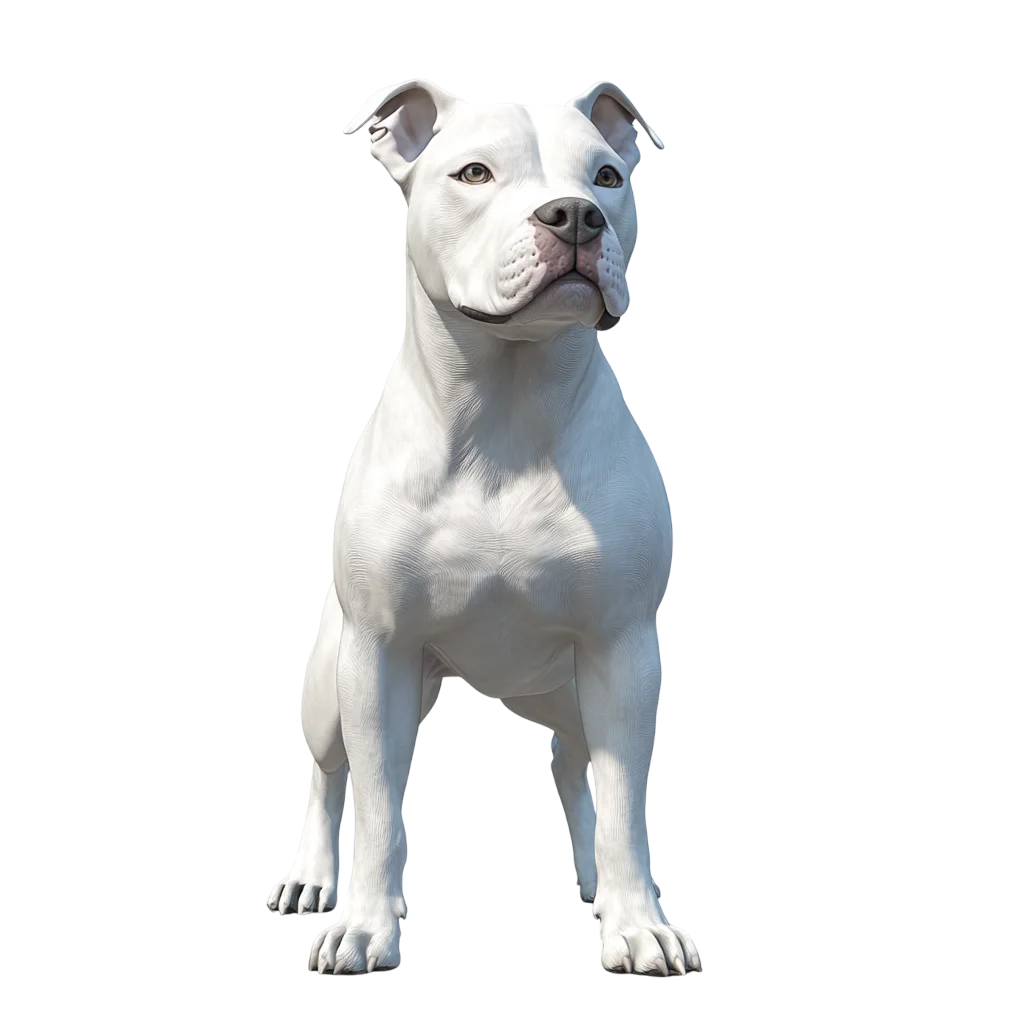 White Pit Bull Standing, Realistic 3D Dog Free PNG