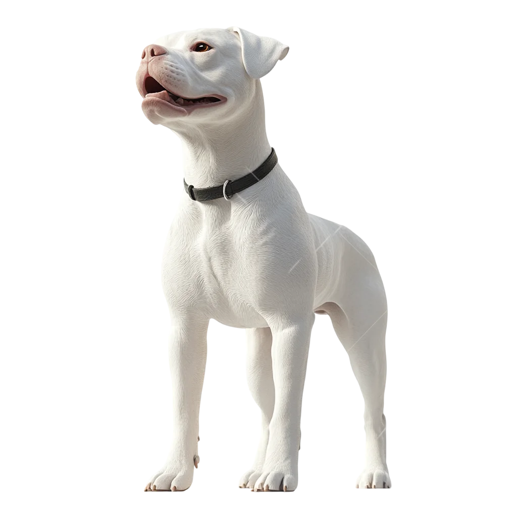 Standing White Dog with Black Collar Free PNG