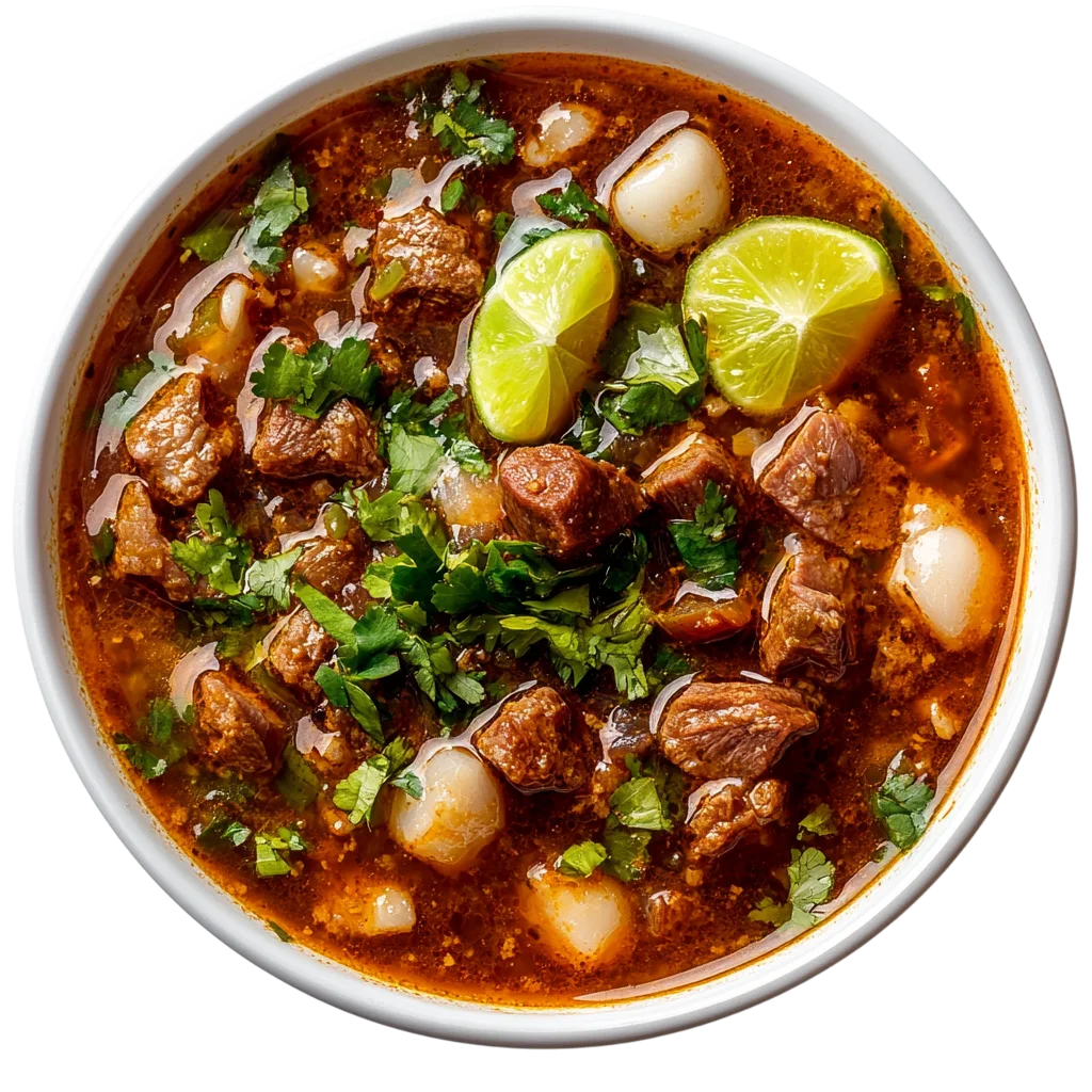 Red Pork and Hominy Stew with Lime and Cilantro Free PNG