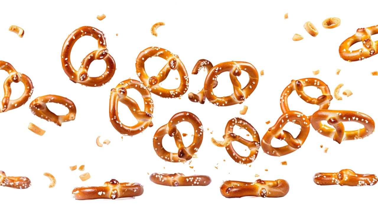Floating Salted Pretzels and Crumbs | Free PNG