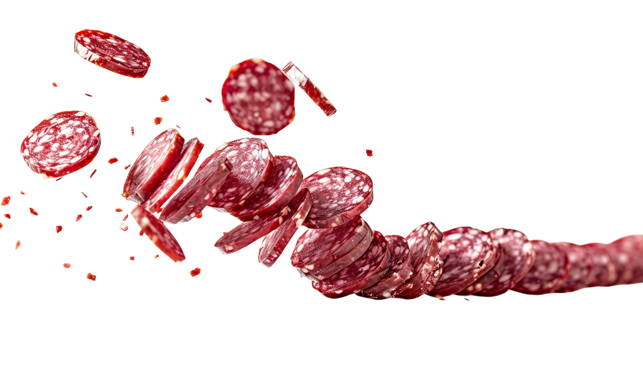 Floating Marbled Salami Slices Free PNG