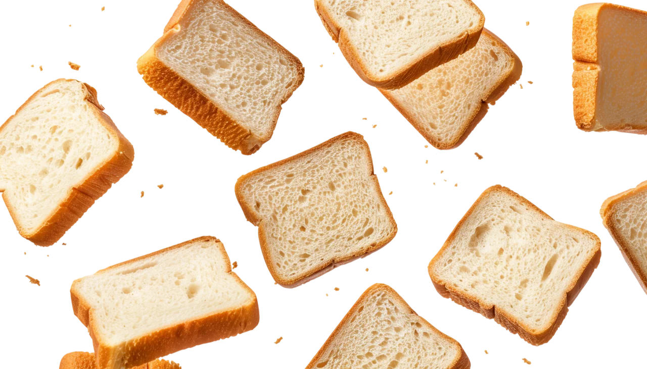 Scattered White Bread Slices with Golden Crust | Free PNG