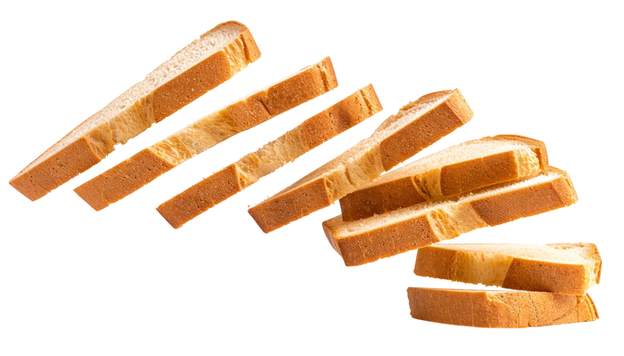 Scattered White Bread Slices with Golden Crust | Free PNG