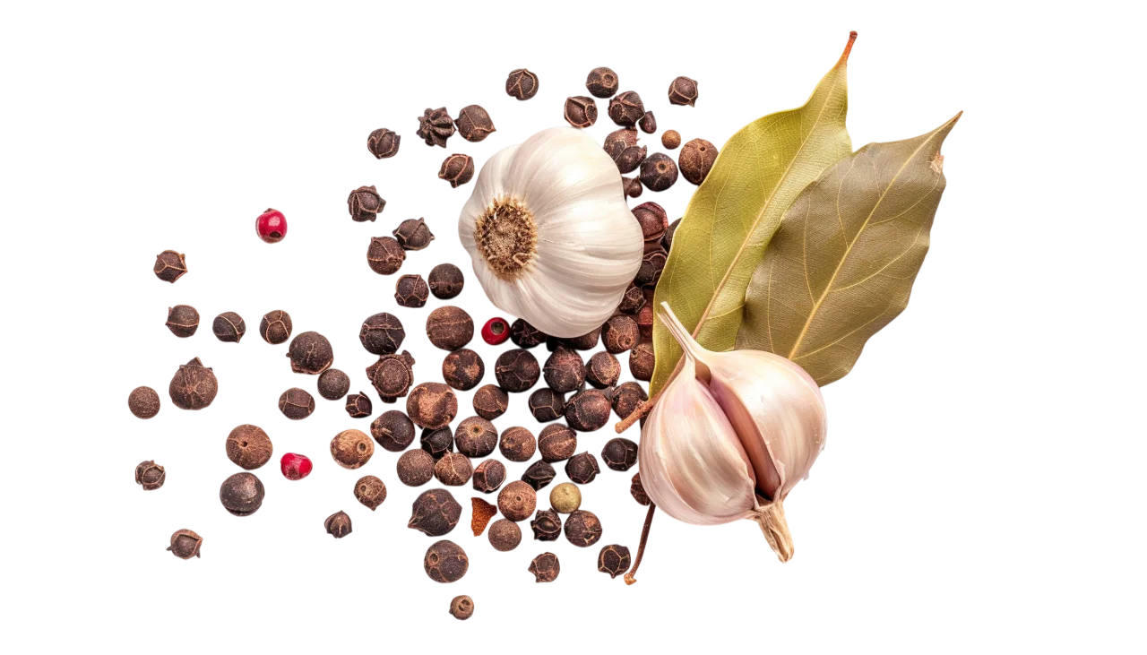 Garlic, Bay Leaves and Peppercorns - Free PNG