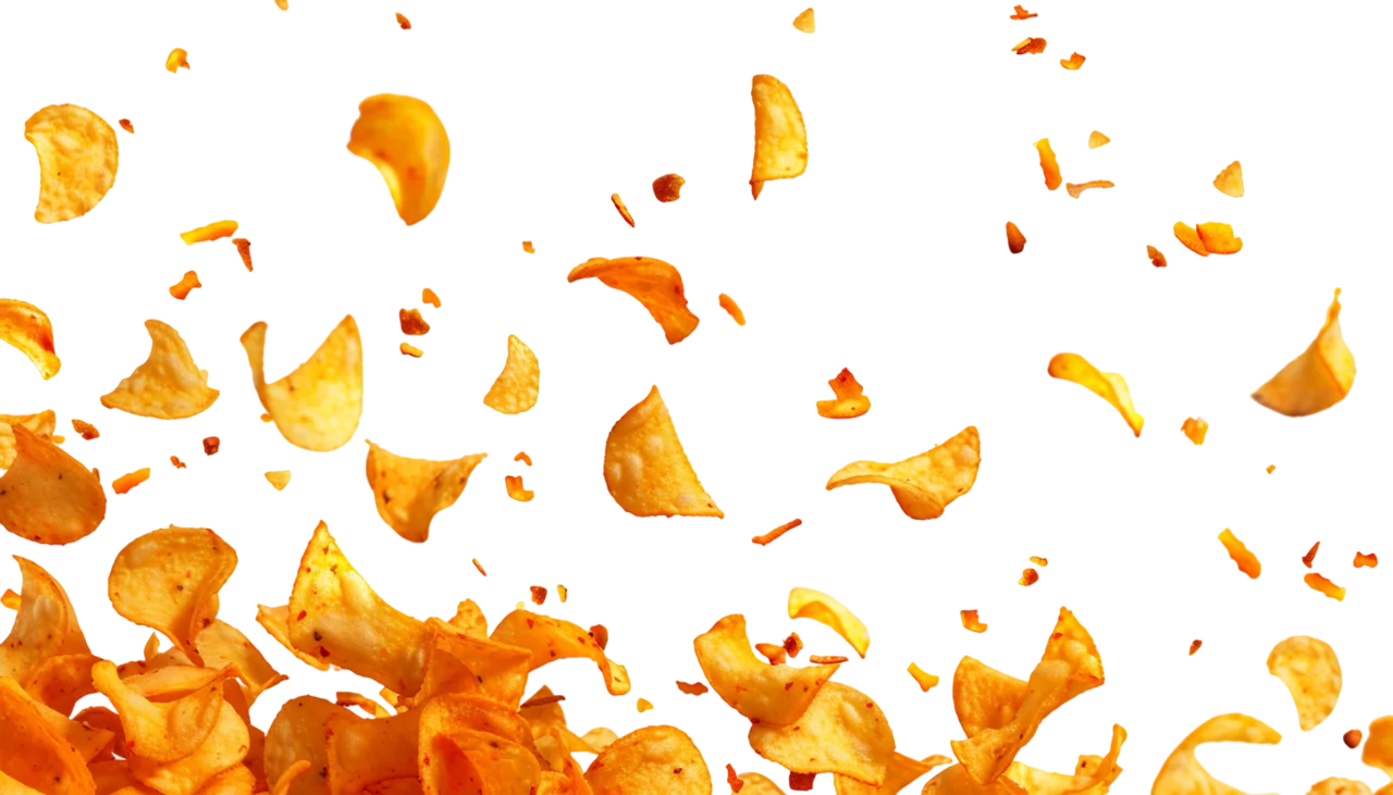 Falling Golden Potato Chips Free PNG