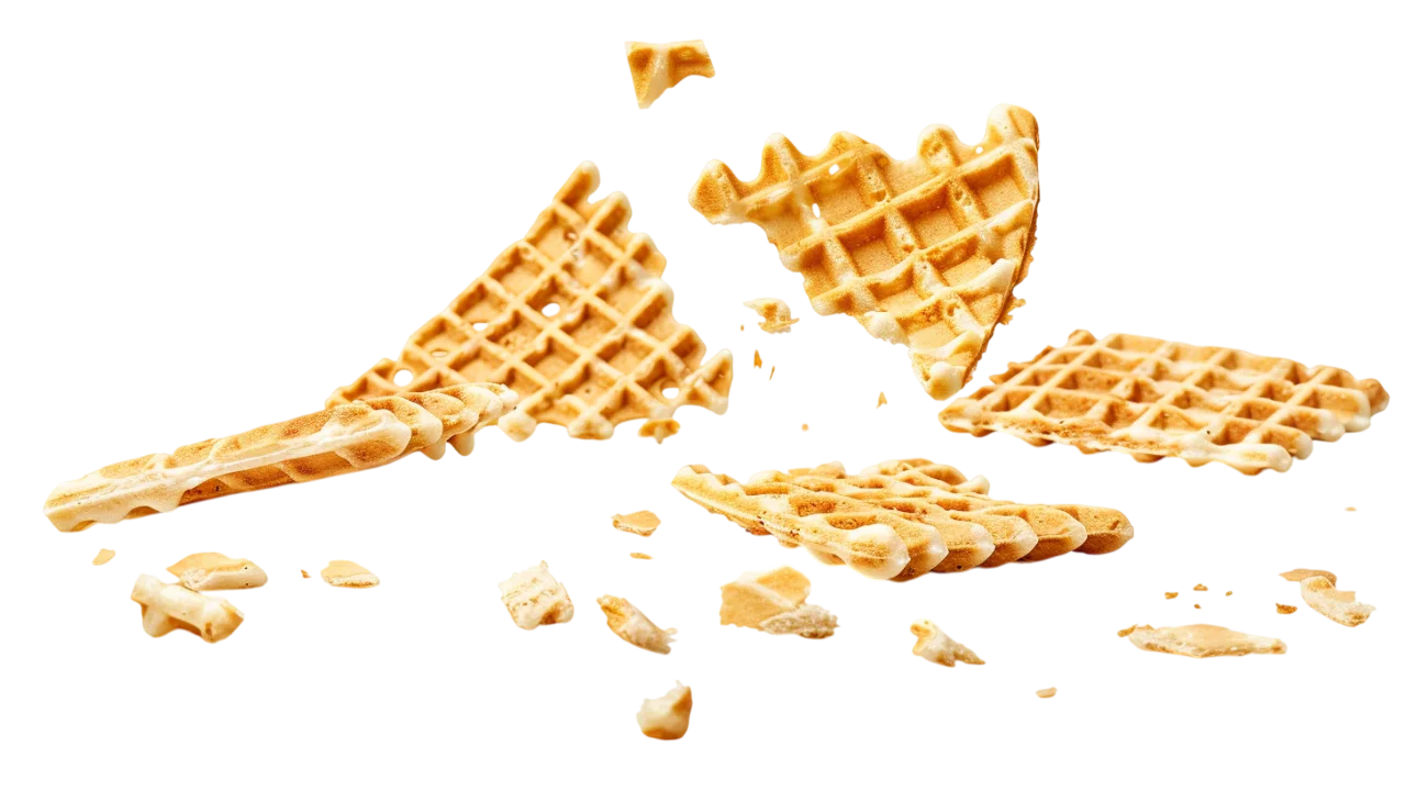 Crispy Golden Waffles Breaking Apart - Free PNG