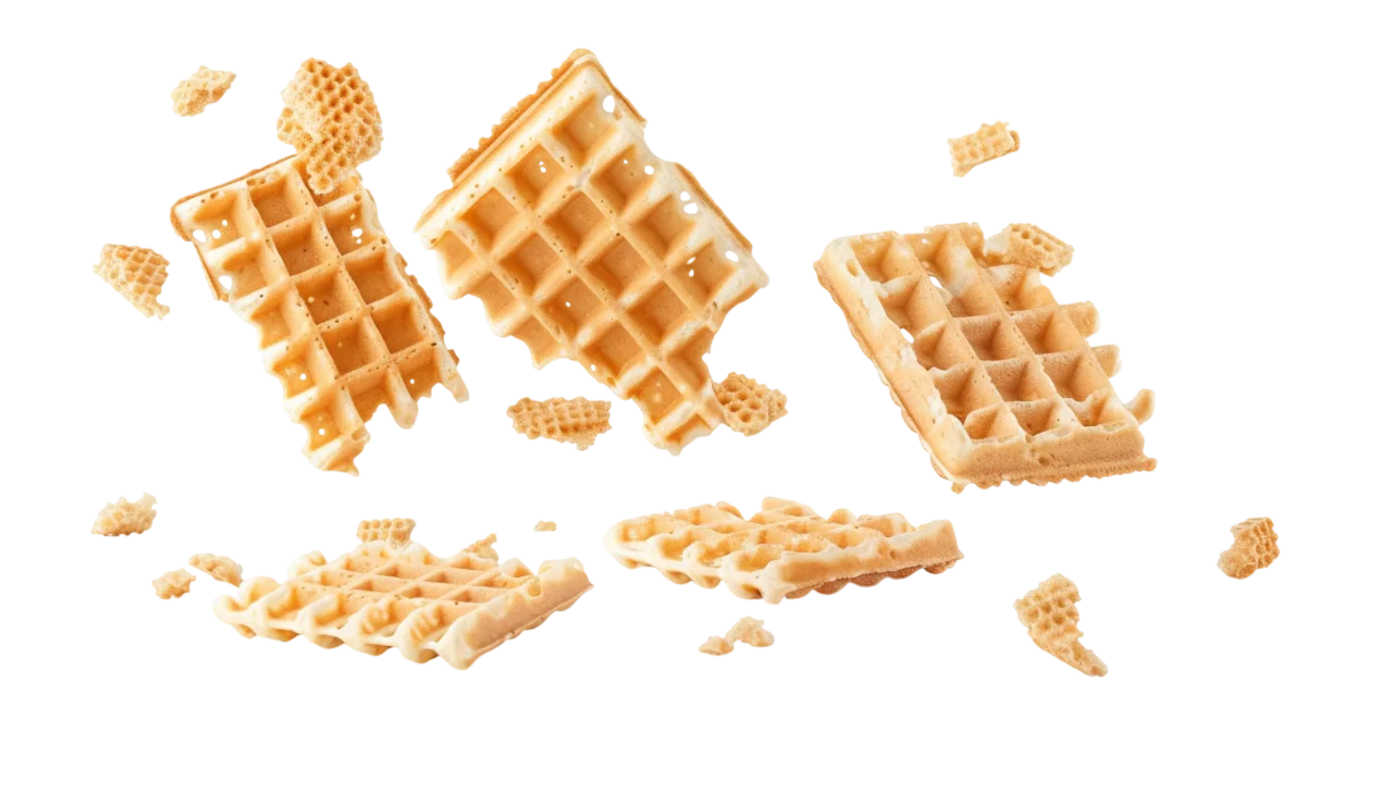 Scattered Golden Waffles and Crumbs Free PNG