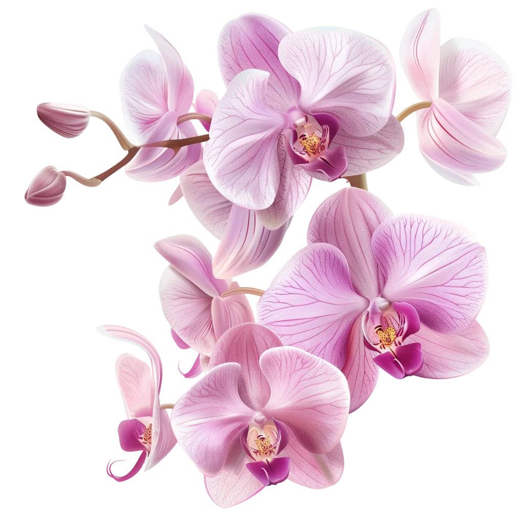 Pink Phalaenopsis Orchids on a Branch – Free PNG
