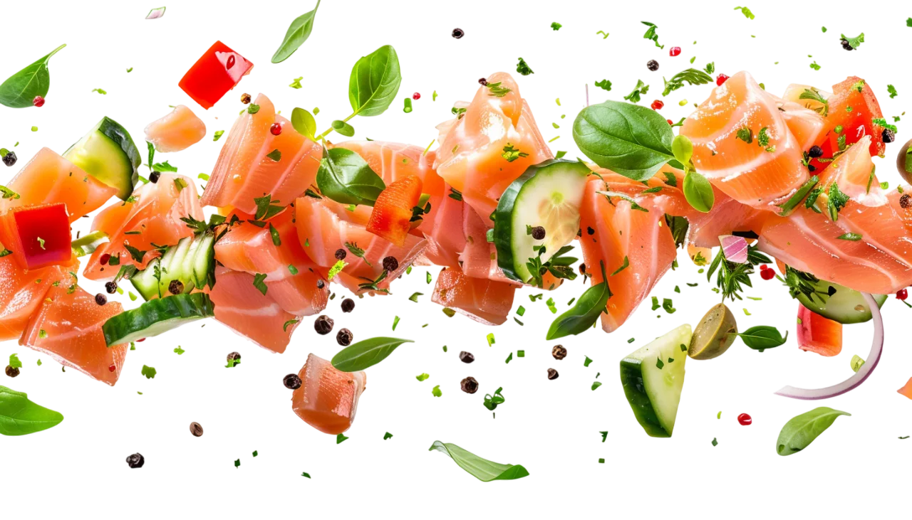 Flying Salmon Salad Ingredients Free PNG