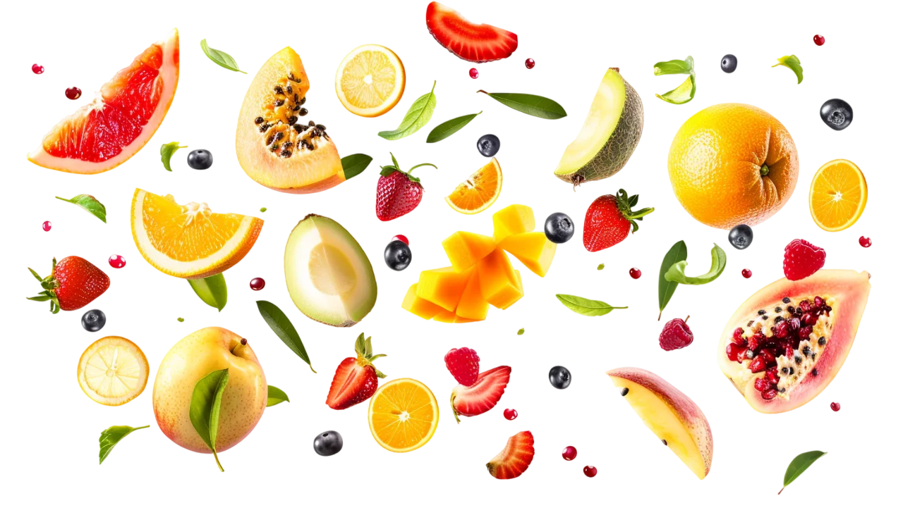 Floating Tropical Fruit and Citrus Collage Free PNG