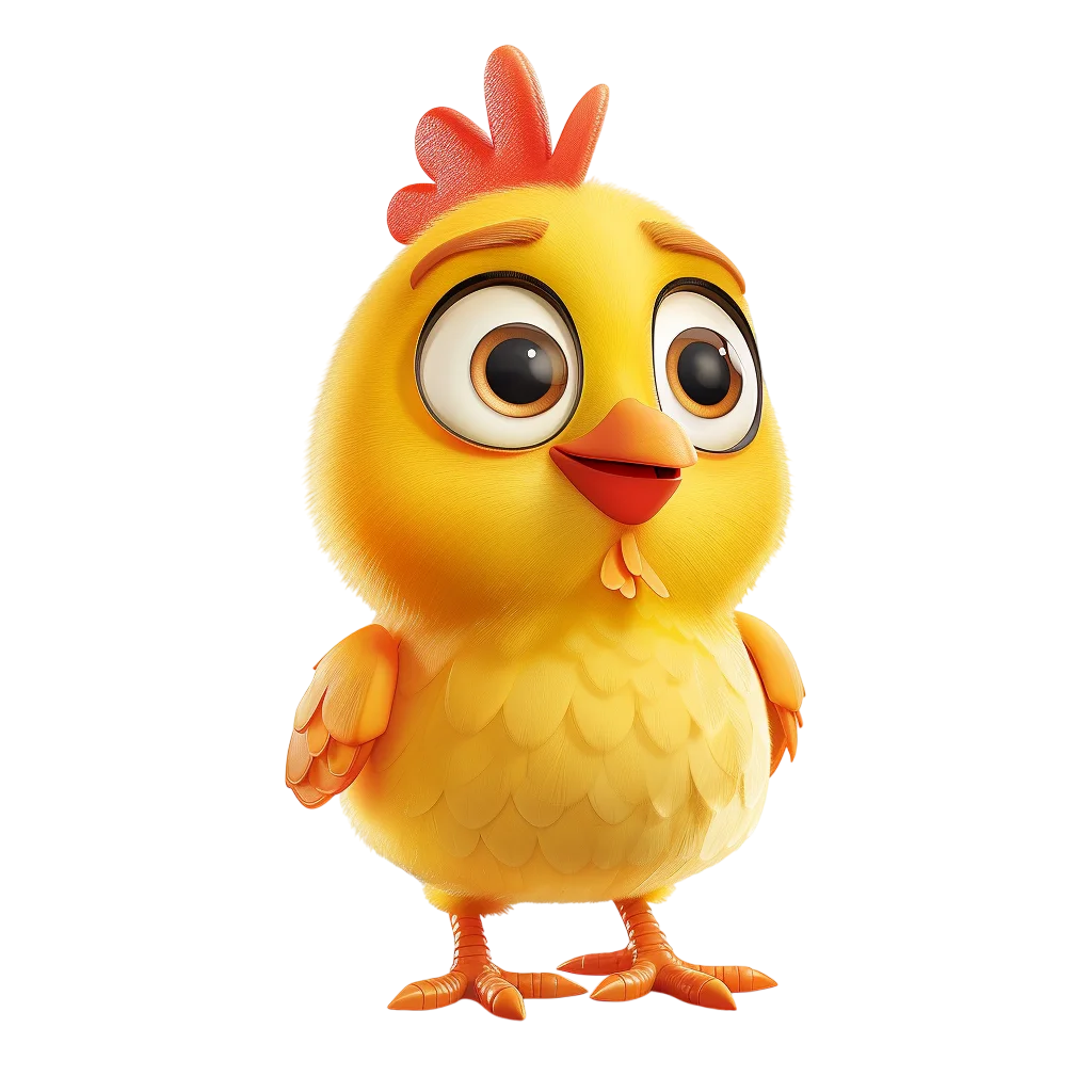 Cute Yellow Chick Cartoon Character Free PNG
