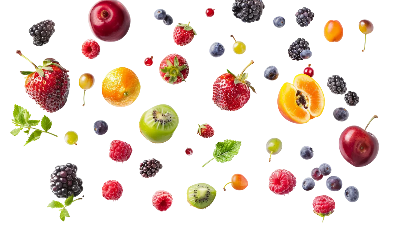 Floating Assorted Berries and Fruit Free PNG