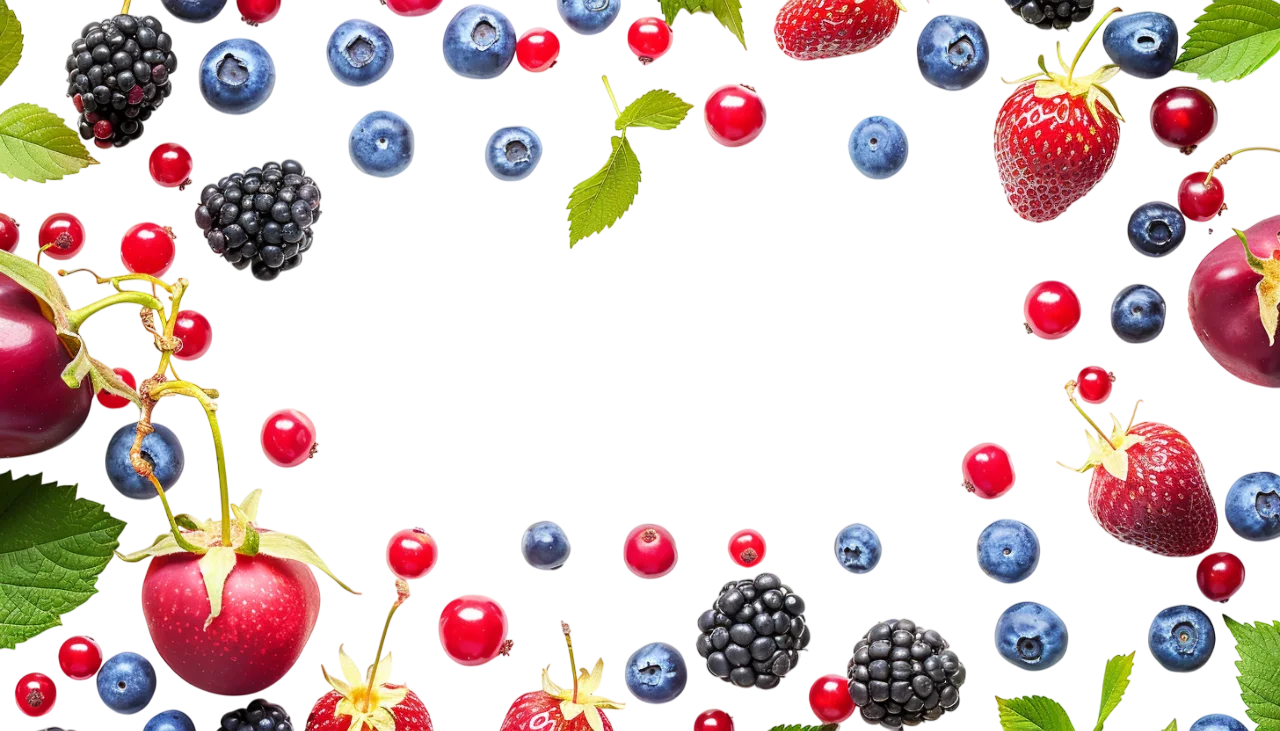 Mixed Berry Border Frame with Open Center | Free PNG