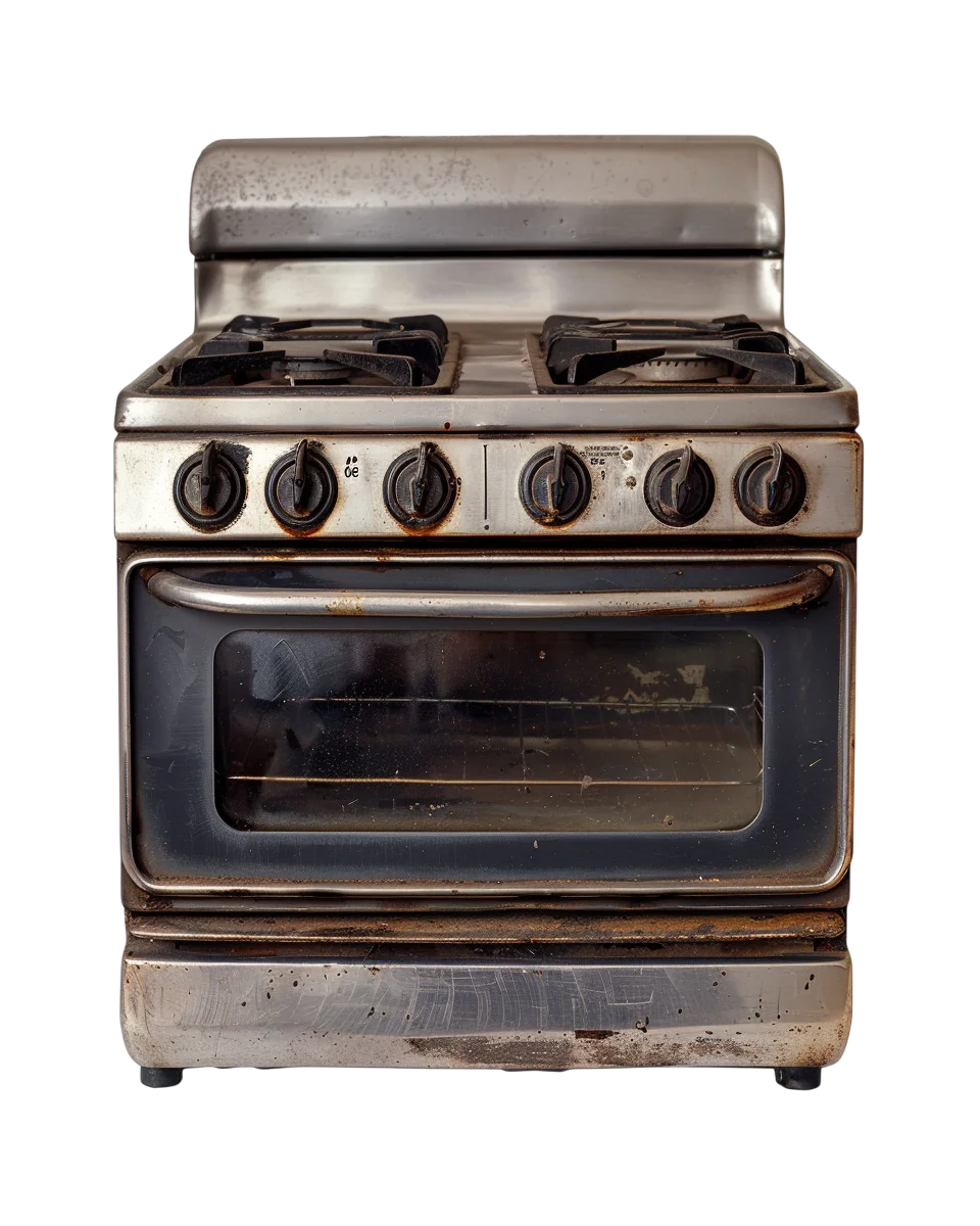 Worn Stainless Steel Gas Stove Free PNG