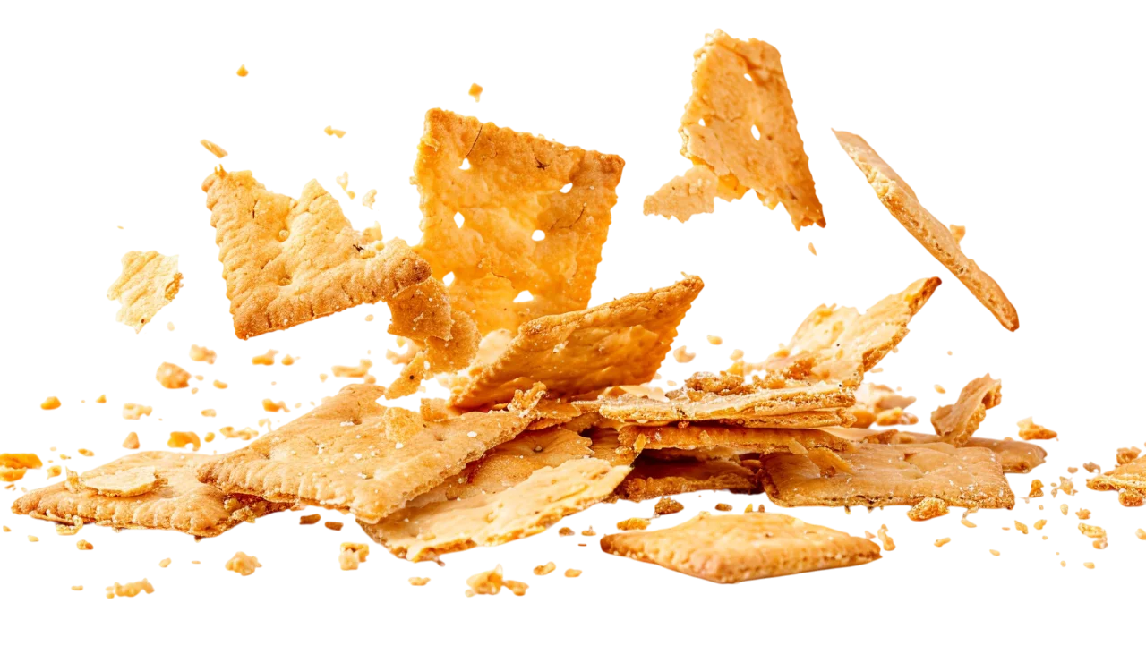 Floating Golden Crackers and Crumbs Free PNG