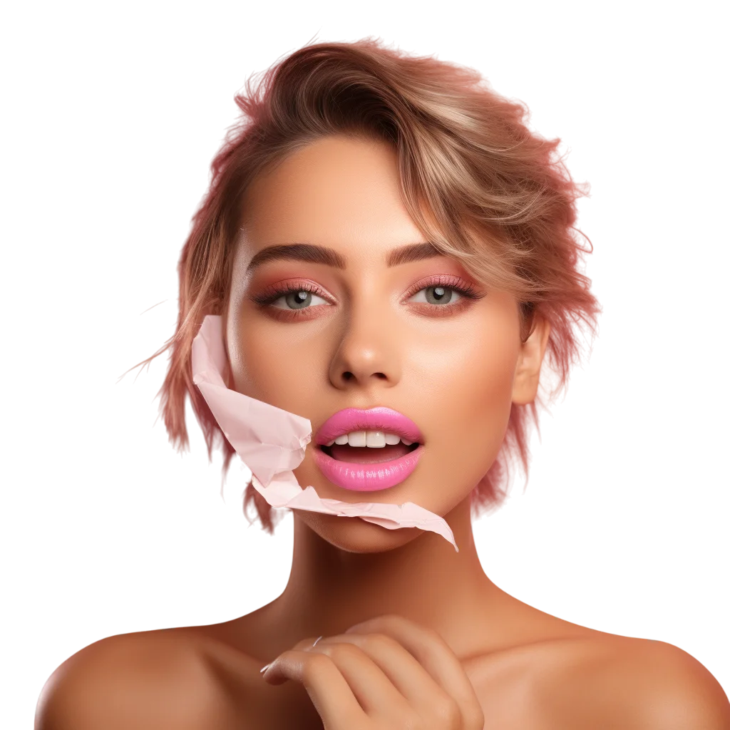 Woman Peeling Tissue from Face Beauty Portrait Free PNG