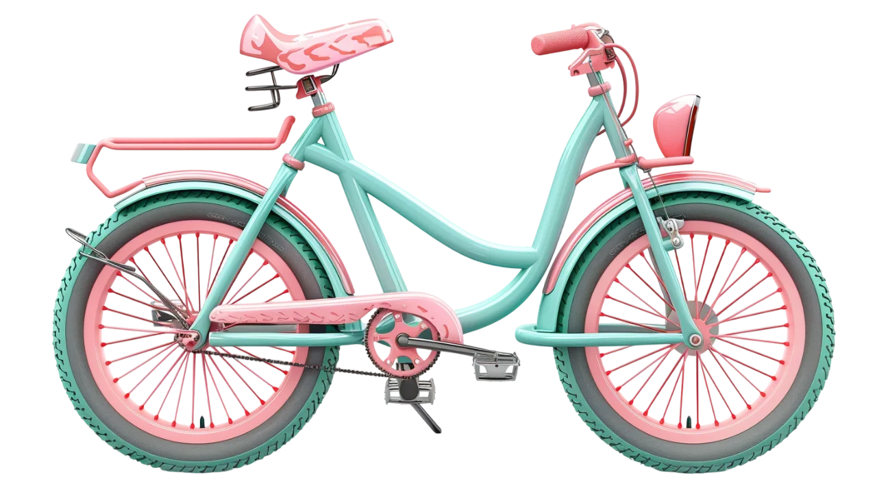 Pastel Mint and Pink Cruiser Bicycle Free PNG