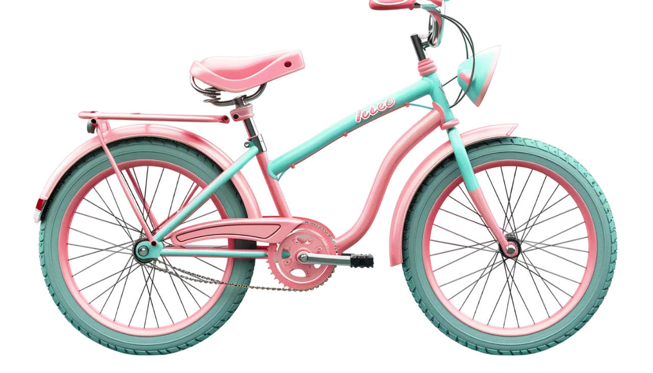 Retro Pink and Mint Cruiser Bicycle Free PNG