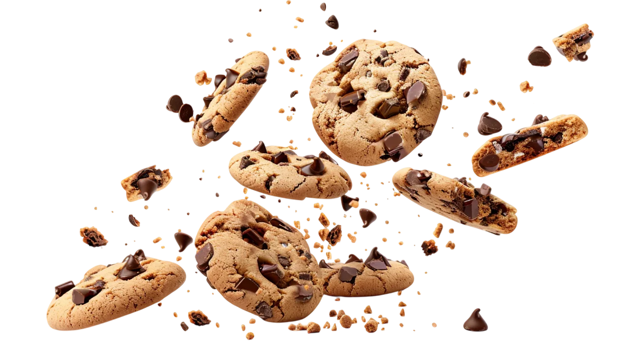 Floating Chocolate Chip Cookies and Crumbs - Free PNG