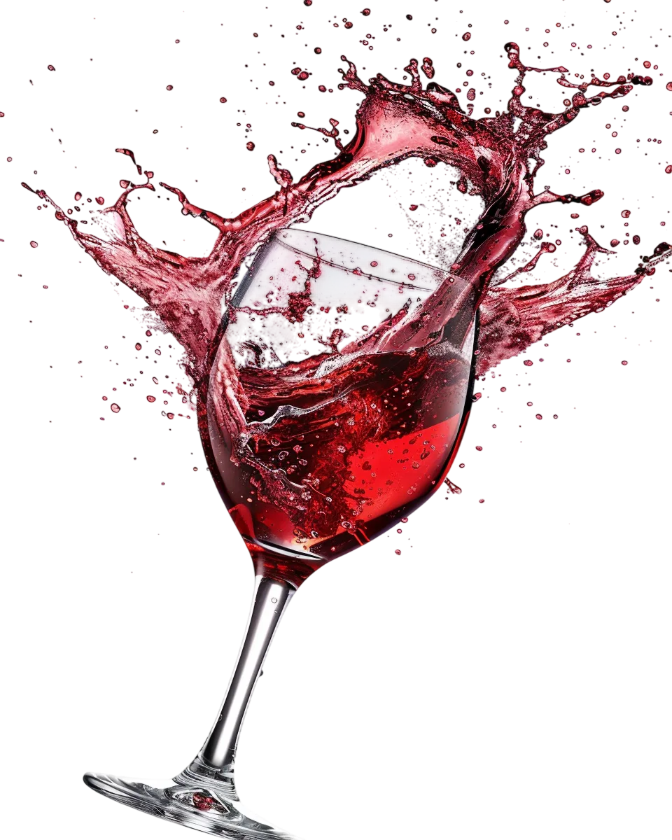 Red Wine Glass with Dramatic Splash | Free PNG