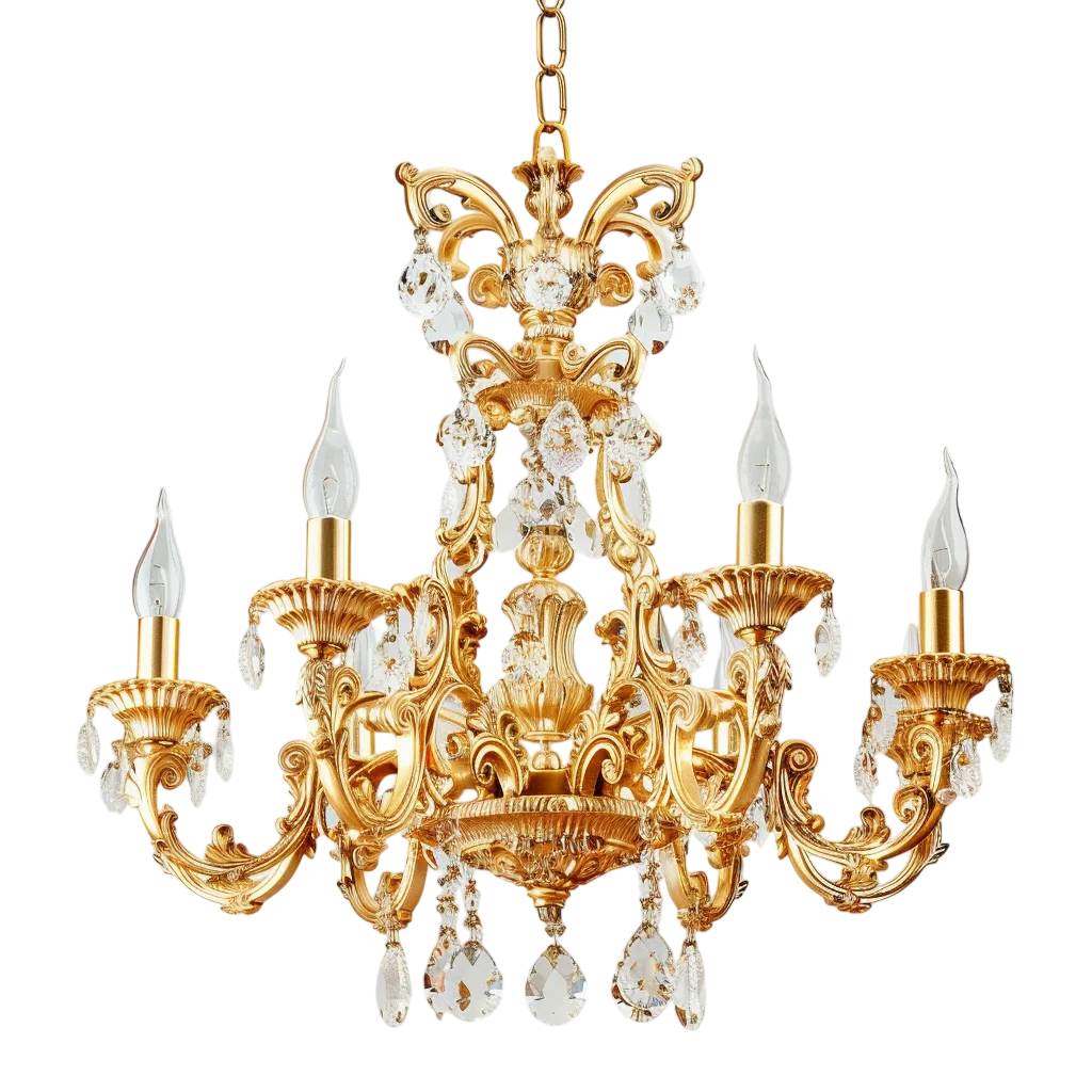 Ornate Gold Crystal Chandelier Free PNG
