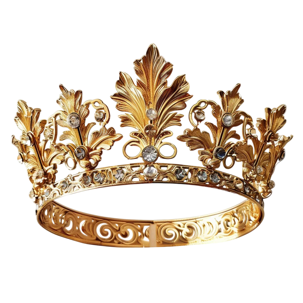 Ornate Jeweled Gold Crown with Filigree | Free PNG